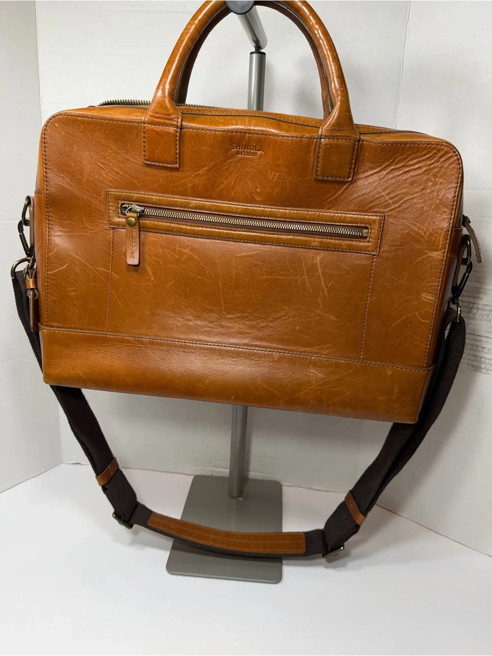 Shinola Men's Harness Leather Bedrock Briefcase in Bourbon- $895